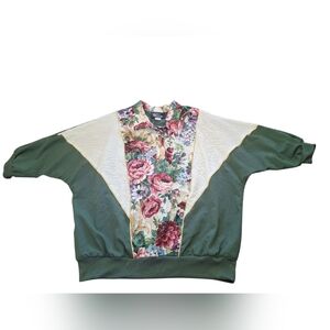 Floral Utility Jacket with Green and Cream Accents